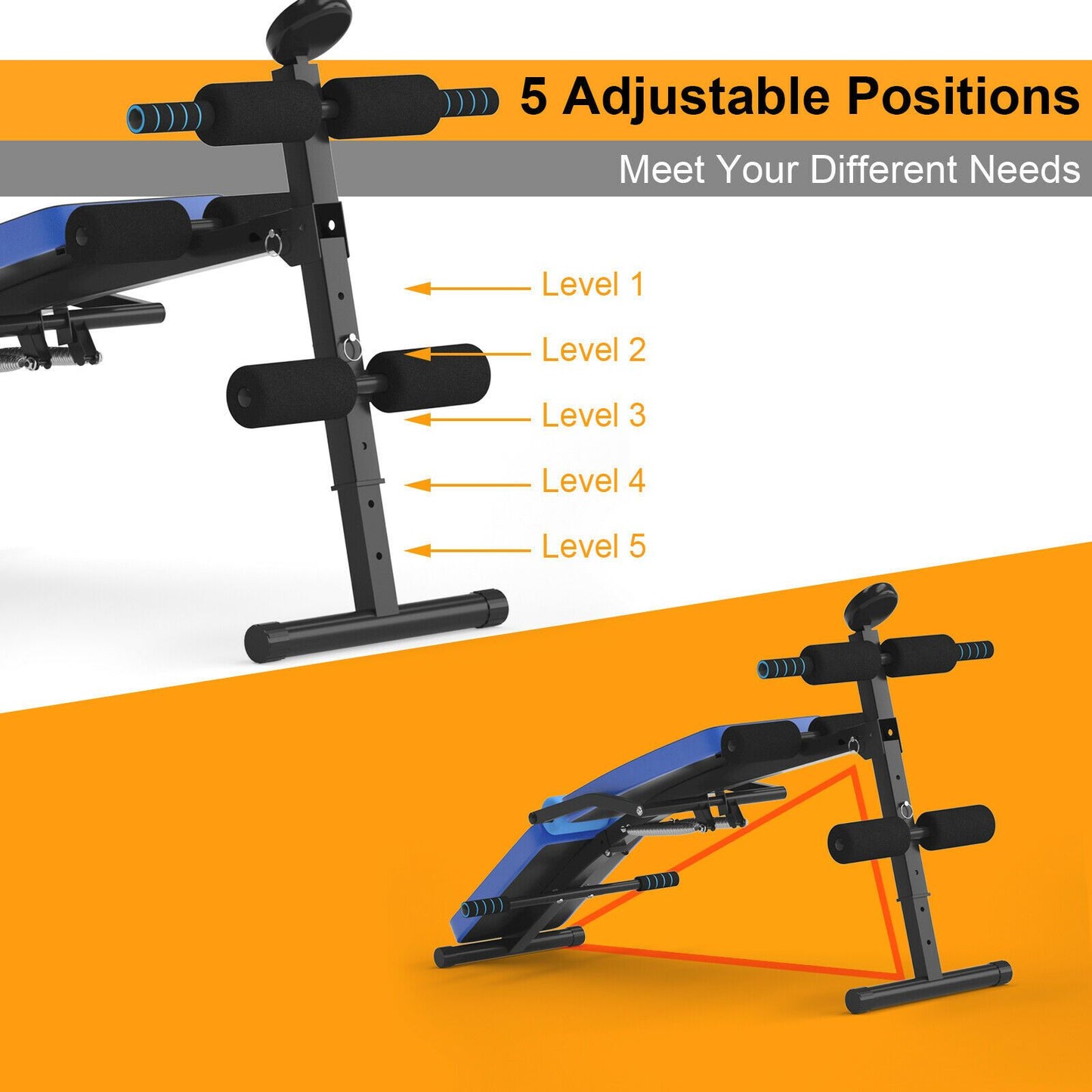 Adjustable Foldable Workout Bench with LCD – Full Body Home Gym