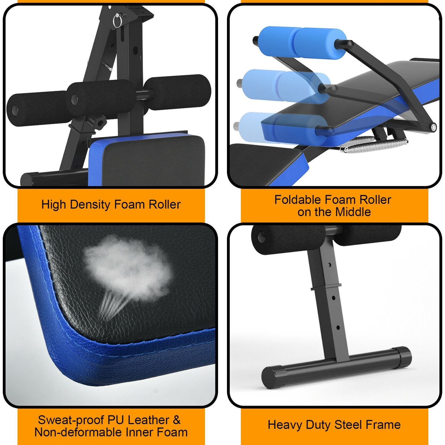 Adjustable Foldable Workout Bench with LCD – Full Body Home Gym