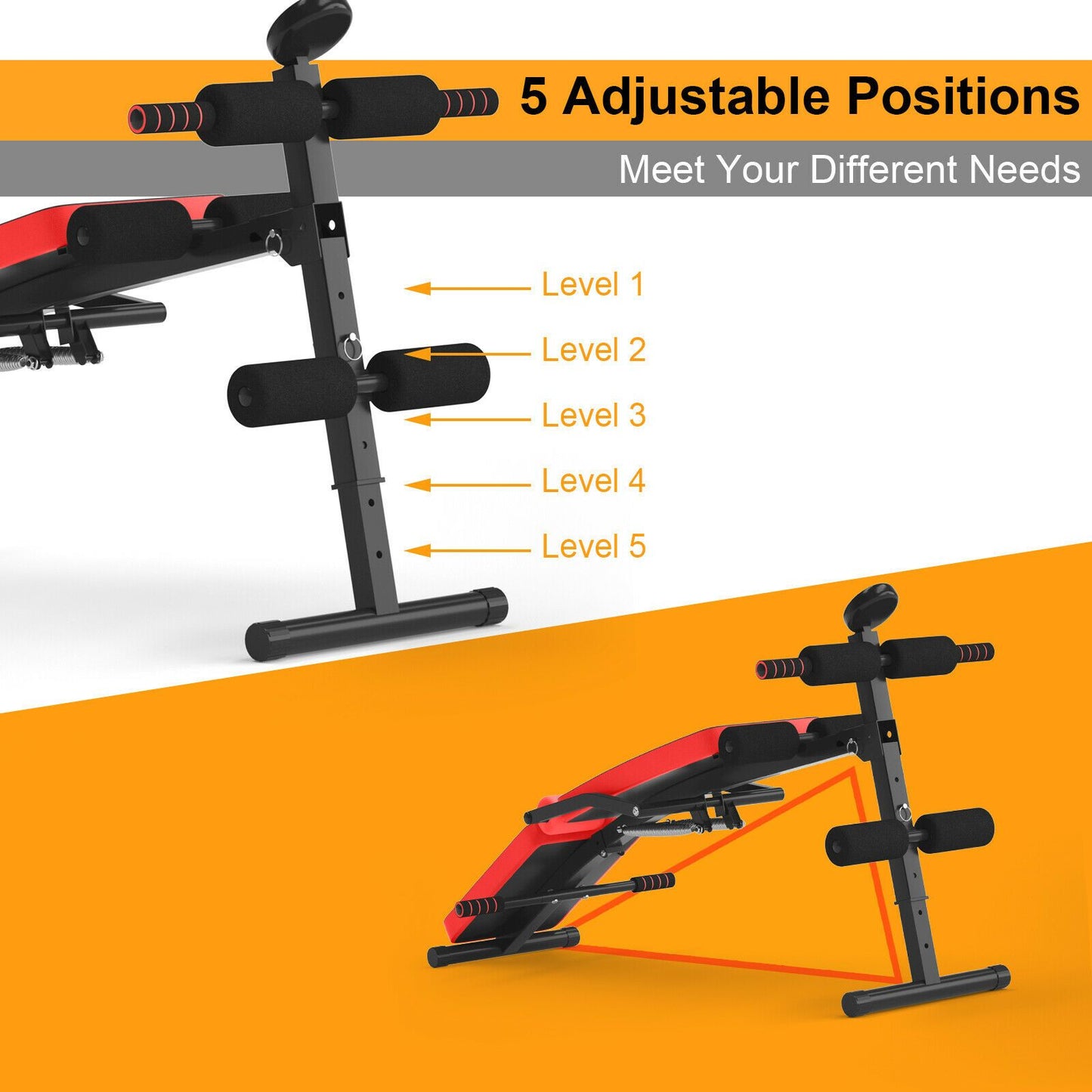 Adjustable Foldable Workout Bench with LCD – Full Body Home Gym