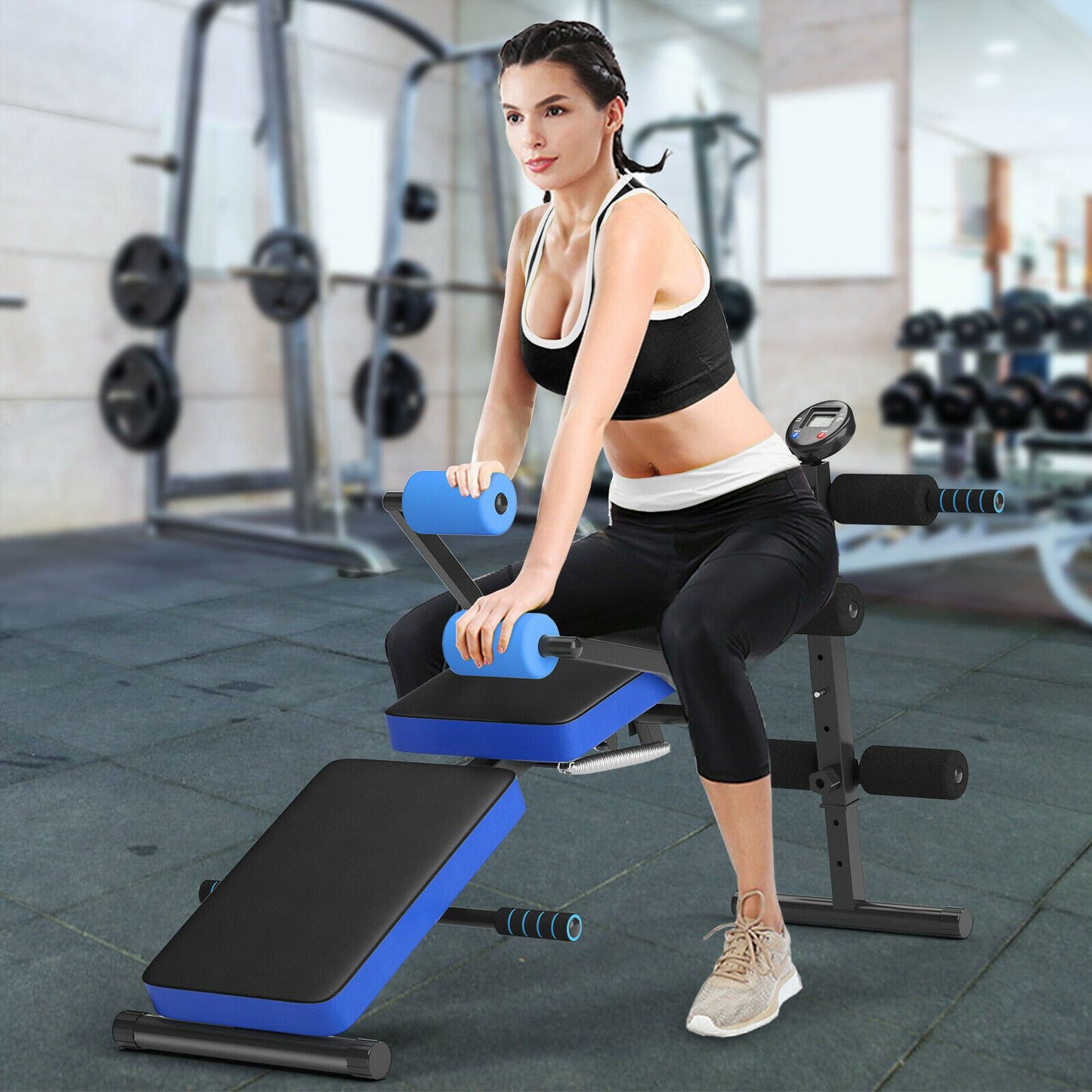 Adjustable Foldable Workout Bench with LCD – Full Body Home Gym