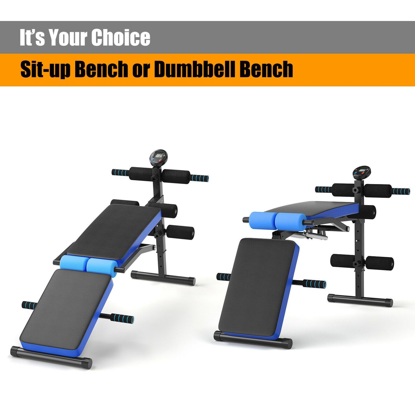Adjustable Foldable Workout Bench with LCD – Full Body Home Gym