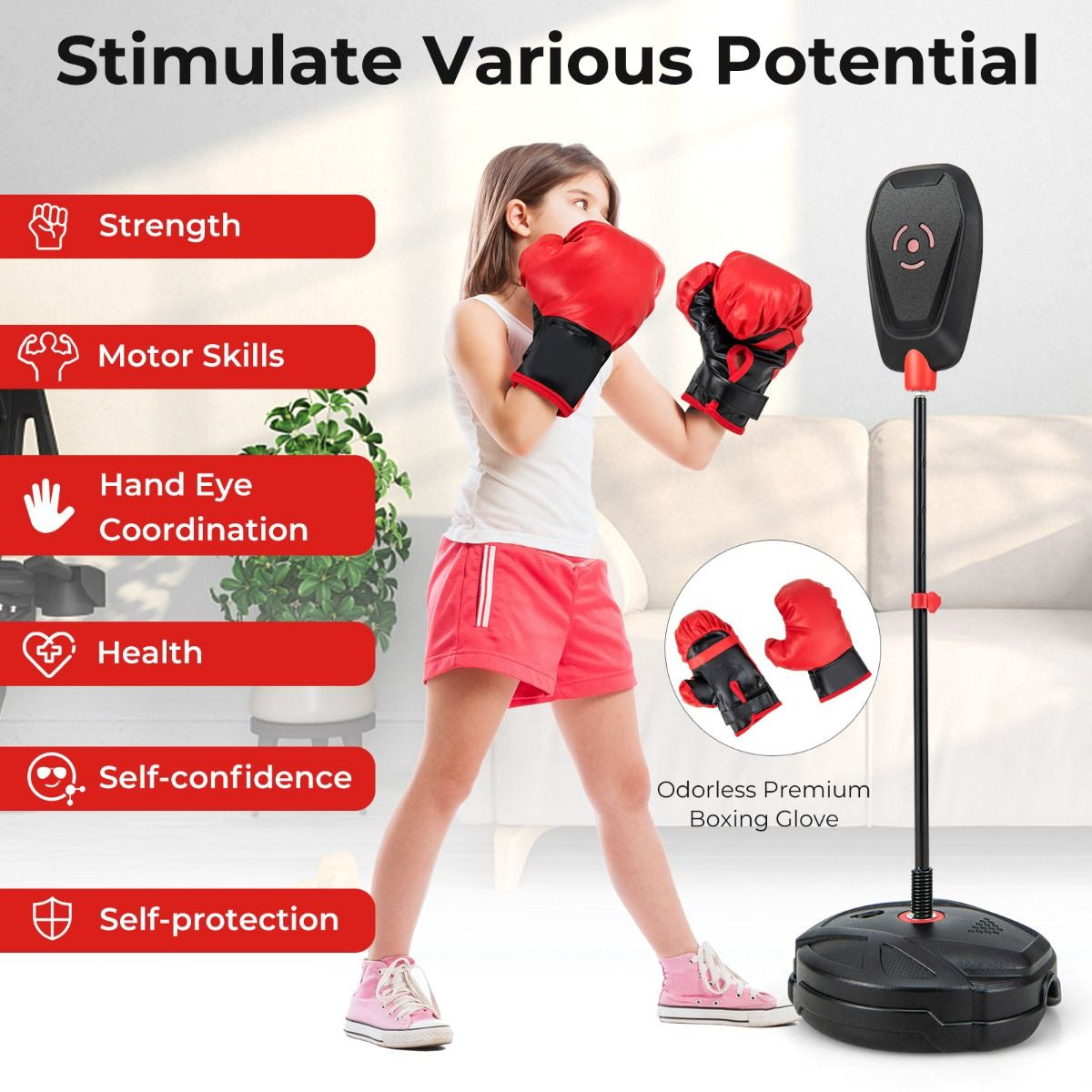 Kids Boxing Set with Adjustable Punching Bag – Youth Training Gear