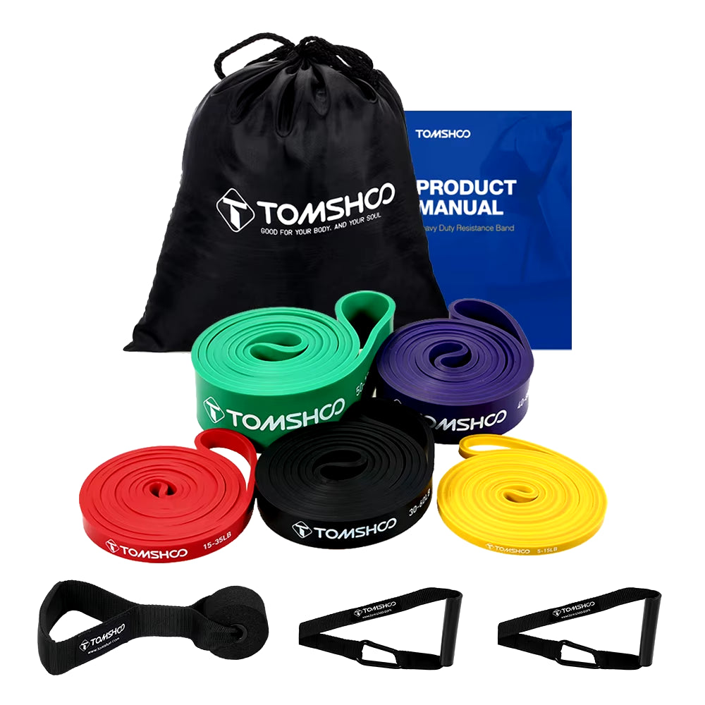 5-Pack Resistance Bands Set with Handles, Door Anchor & Carry Bag