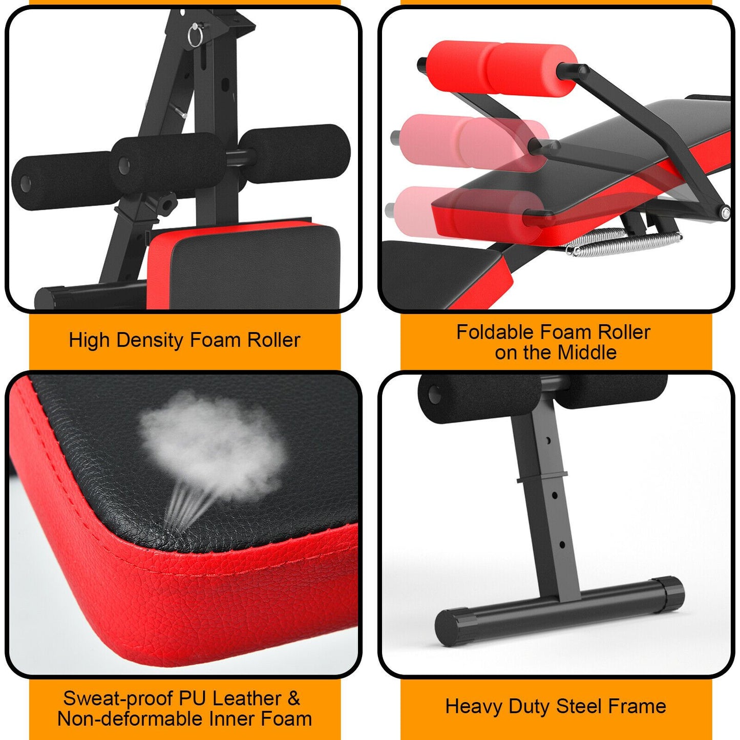 Adjustable Foldable Workout Bench with LCD – Full Body Home Gym