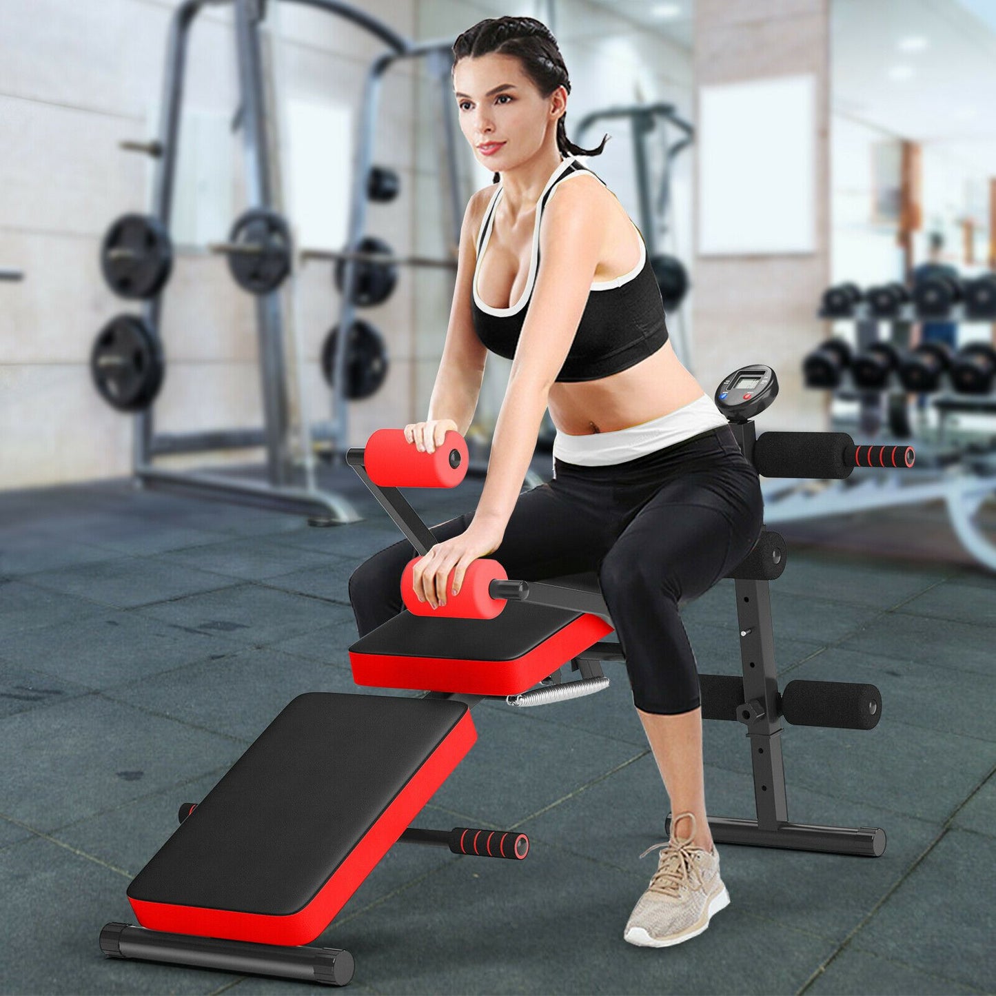 Adjustable Foldable Workout Bench with LCD – Full Body Home Gym