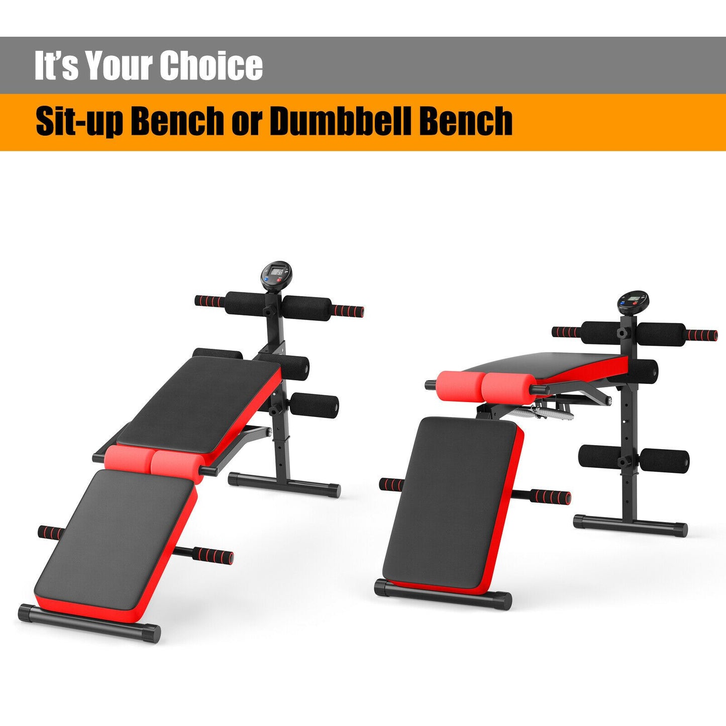 Adjustable Foldable Workout Bench with LCD – Full Body Home Gym