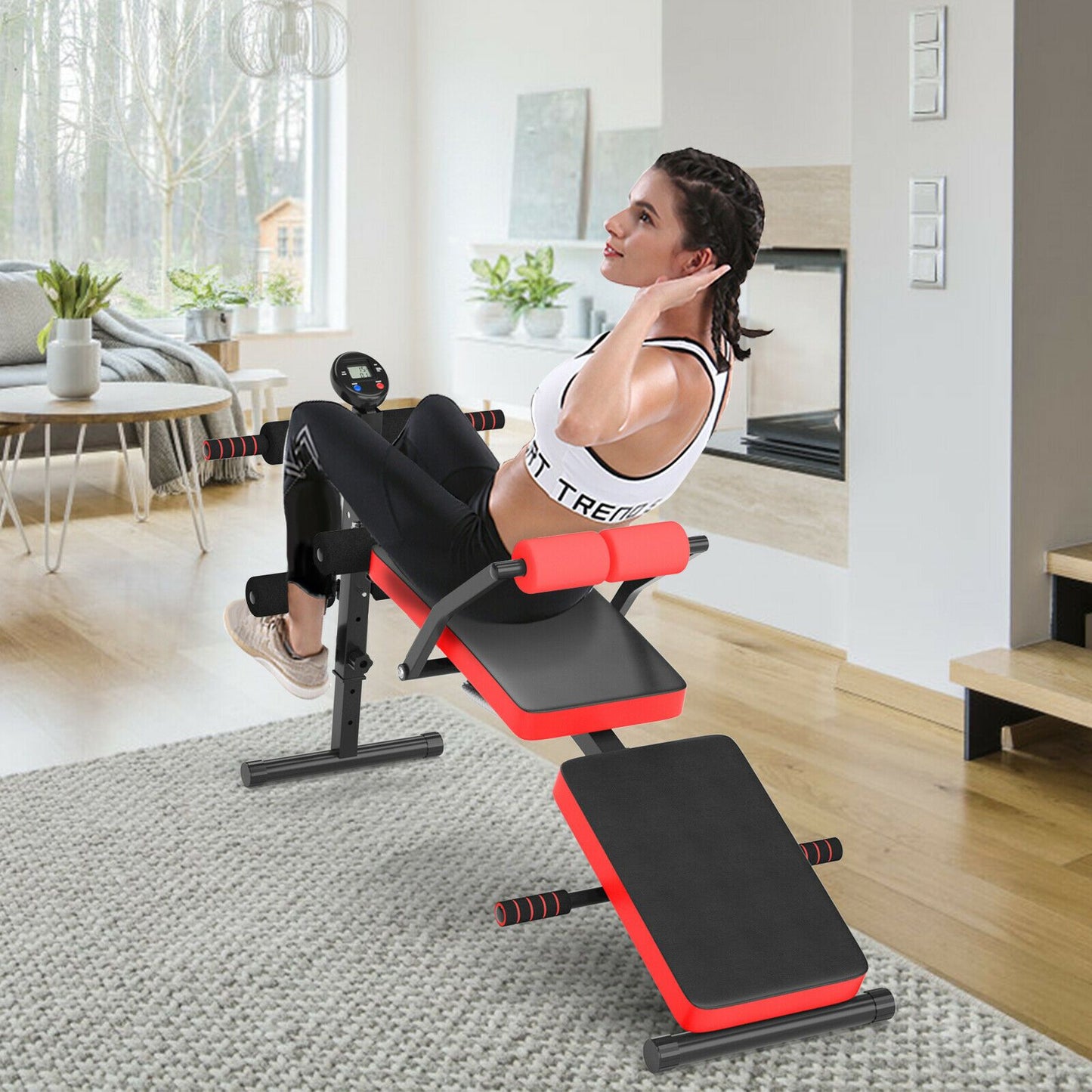 Adjustable Foldable Workout Bench with LCD – Full Body Home Gym