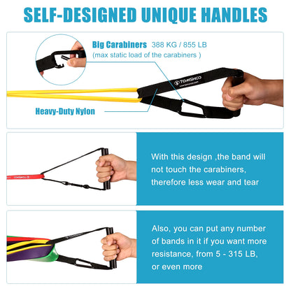 5-Pack Resistance Bands Set with Handles, Door Anchor & Carry Bag