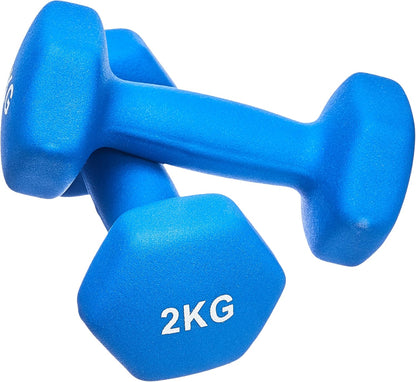 2kg Neoprene Dumbbell Pair – Hex Shape, Anti-Roll, Easy-Grip Weights