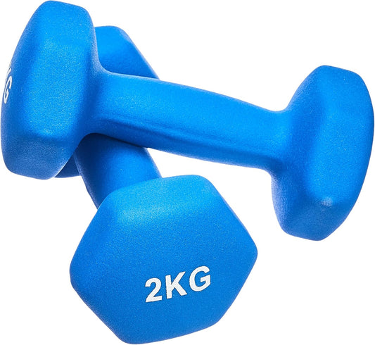 2kg Neoprene Dumbbell Pair – Hex Shape, Anti-Roll, Easy-Grip Weights