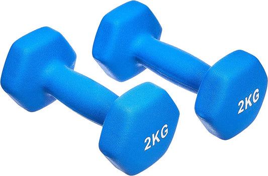 2kg Neoprene Dumbbell Pair – Hex Shape, Anti-Roll, Easy-Grip Weights
