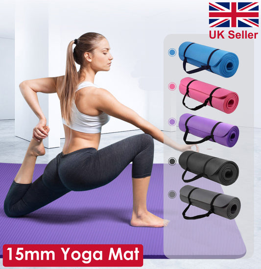 Active Core 15mm Thick Yoga Mat – Non-Slip, Extra Cushion Support