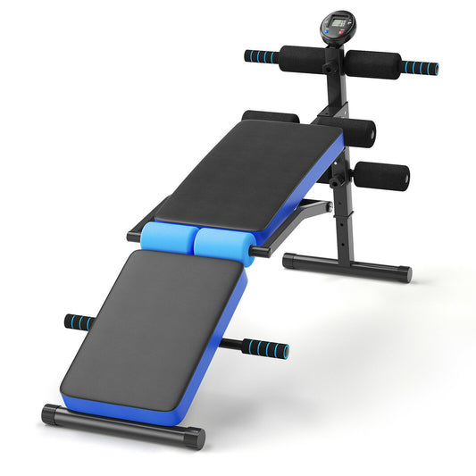 Adjustable Foldable Workout Bench with LCD – Full Body Home Gym