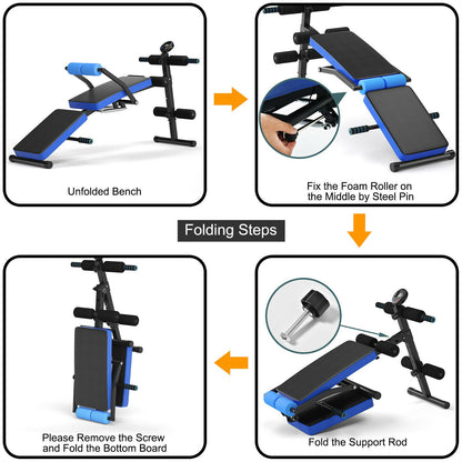 Adjustable Foldable Workout Bench with LCD – Full Body Home Gym