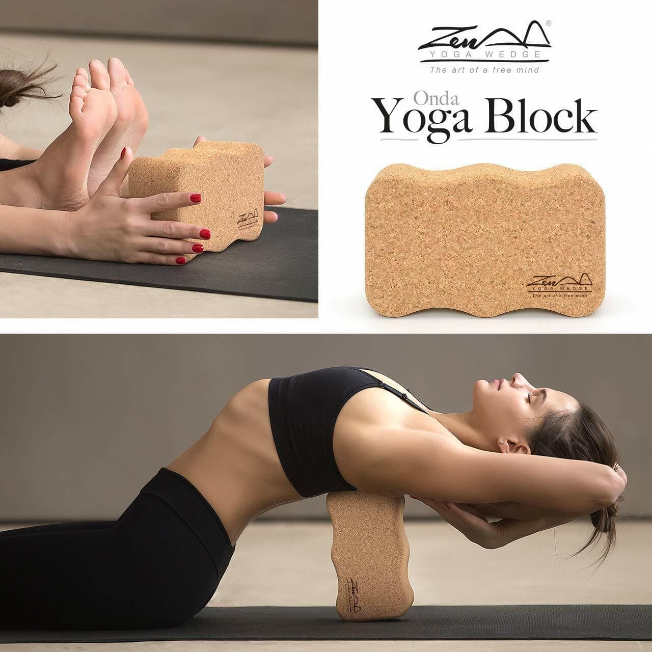 Premium curved cork yoga block for enhanced comfort and stability during yoga practice and poses